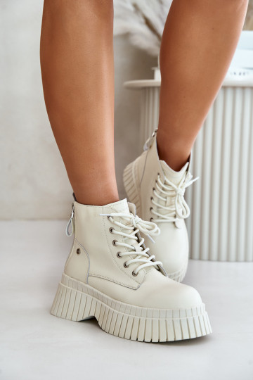 voodriga Pealhk Pealiste poolsaapad jalanõud Sellel onssiivsel tallal GOE OO2N4127Elevandiluu värvi 2