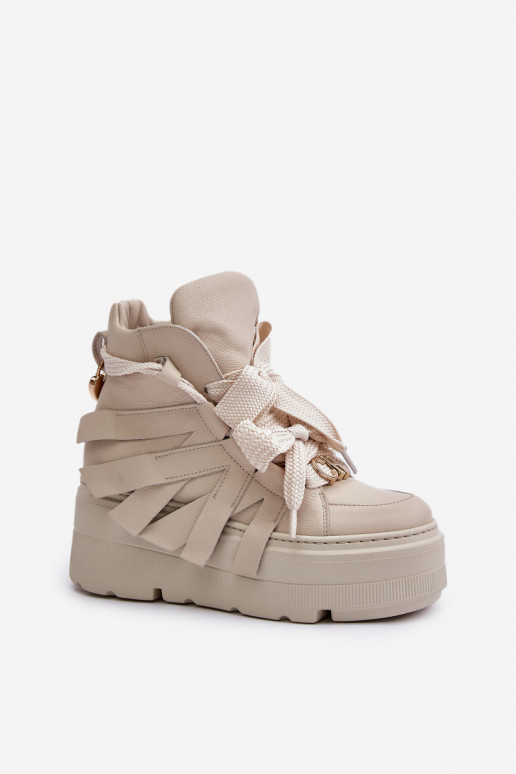 Pealhk Sneakers tüüpi jalanõud Pealiste omad platvormiga CheBello 4561 beeži värvi Pealhk Sneakers tüüpi jalanõud Pealiste omad platvormiga CheBello 4561 beeži värvi