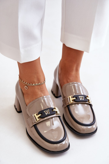 Laque jalatsid Pealiste omad kõrge jämeda kontsaga kaunistustega Artiker 55C1054 beeži värvi