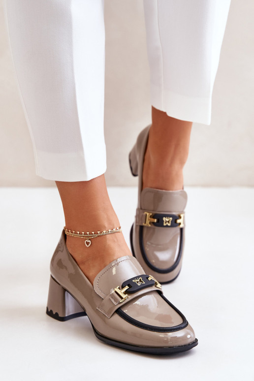 Laque jalatsid Pealiste omad kõrge jämeda kontsaga kaunistustega Artiker 55C1054 beeži värvi Laque jalatsid Pealiste omad kõrge jämeda kontsaga kaunistustega Artiker 55C1054 beeži värvi