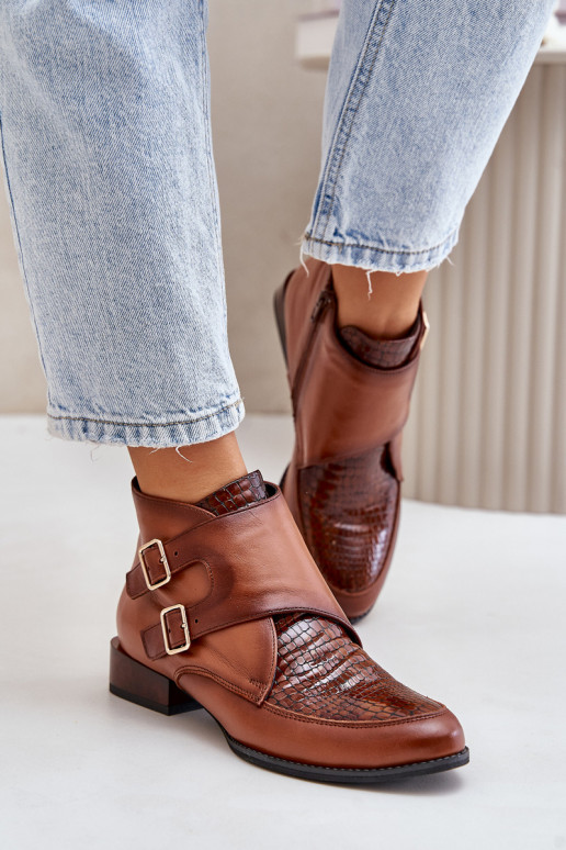 Pealhk Pealiste poolsaapad Sellel ondala kontsaga neetide ja pandlaga Sellel onciejka 06696-02 pruunid värvi