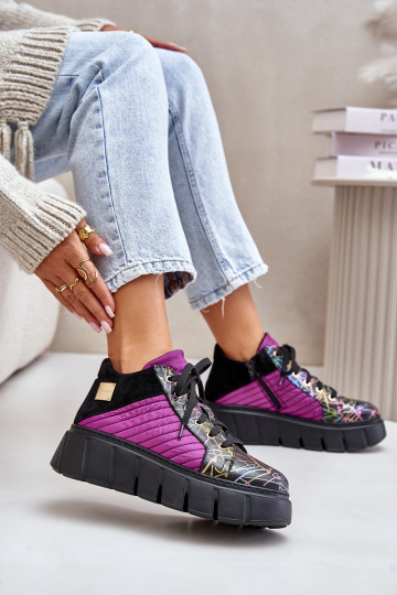 Pealhk Sneakers tüüpi jalanõud platvormiga Sellel onciejka 06767-15 tumeroosad värvi