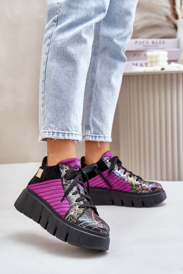 Pealhk Sneakers tüüpi jalanõud platvormiga Sellel onciejka 06767-15 tumeroosad värvi 2