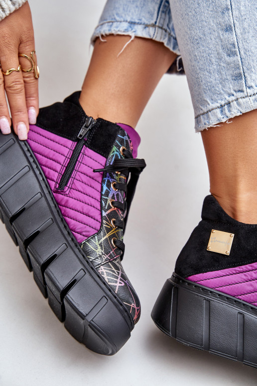 Pealhk Sneakers tüüpi jalanõud platvormiga Sellel onciejka 06767-15 tumeroosad värvi