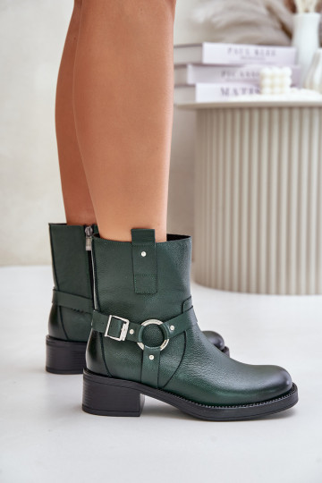 Zazoo 60480 nahast saapad madalate kontsadega, soojustatud, khaki