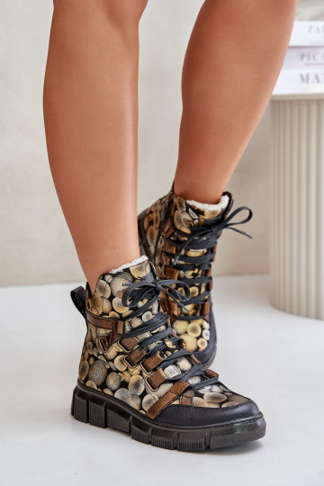 Pealhk sileda tallaga Nööritavad poolsaapad Sellel onciejka 06158-25 Kuldset värvi