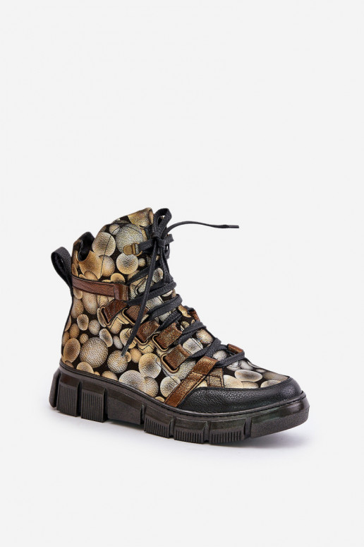 Pealhk sileda tallaga Nööritavad poolsaapad Sellel onciejka 06158-25 Kuldset värvi