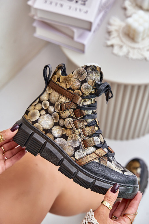 Pealhk sileda tallaga Nööritavad poolsaapad Sellel onciejka 06158-25 Kuldset värvi