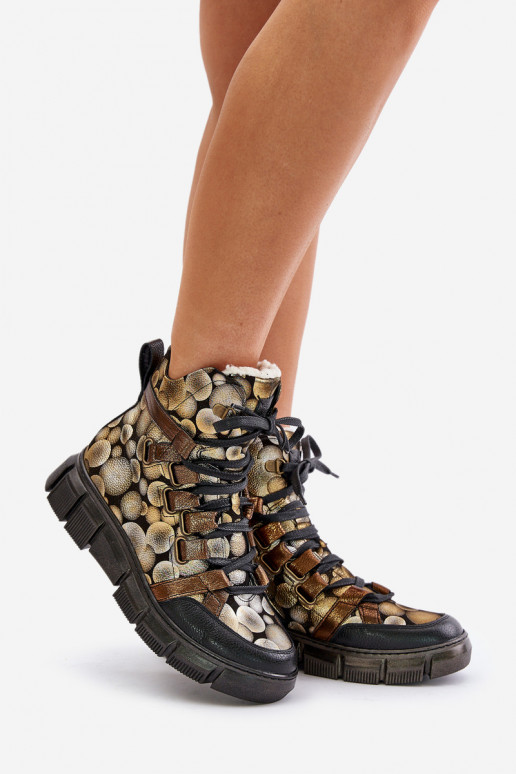 Pealhk sileda tallaga Nööritavad poolsaapad Sellel onciejka 06158-25 Kuldset värvi