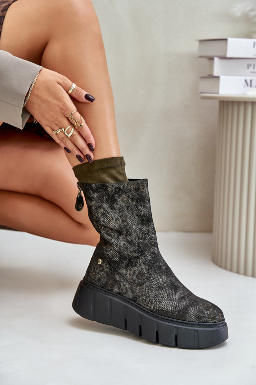 Pealhk Pealiste poolsaapad platvormiga Sellel onciejka 06766-09 Khakivärvi