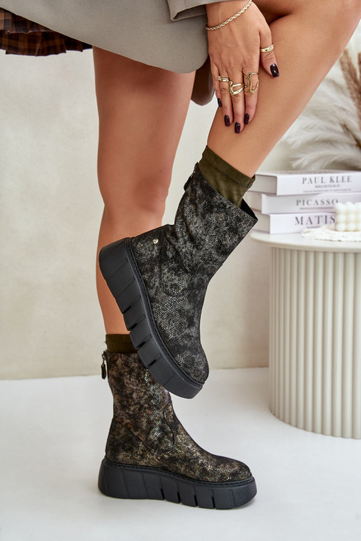 Pealhk Pealiste poolsaapad platvormiga Sellel onciejka 06766-09 Khakivärvi