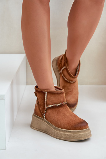 Pealhk seemisnakhsed nööpidega lumesaapad Pealiste poolsaapad platvormiga I Koturnie Sellel onciejka 06769-29 pruunid värvi