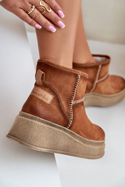 Pealhk seemisnakhsed nööpidega lumesaapad Pealiste poolsaapad platvormiga I Koturnie Sellel onciejka 06769-29 pruunid värvi