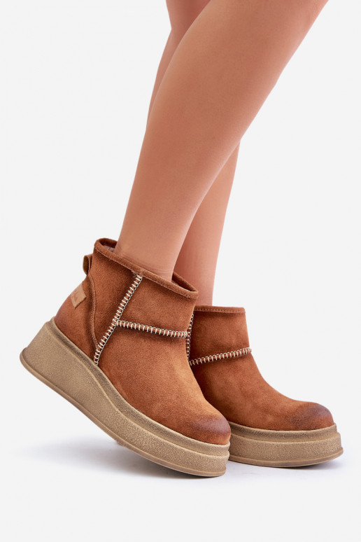 Pealhk seemisnakhsed nööpidega lumesaapad Pealiste poolsaapad platvormiga I Koturnie Sellel onciejka 06769-29 pruunid värvi