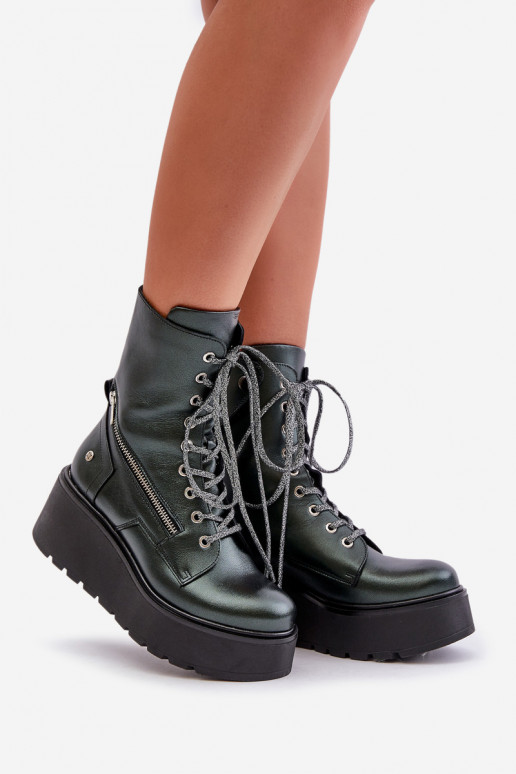 Pealhk saapad platvormiga I Koturnie Sellel onciejka 06676-09 Rohelist värvi