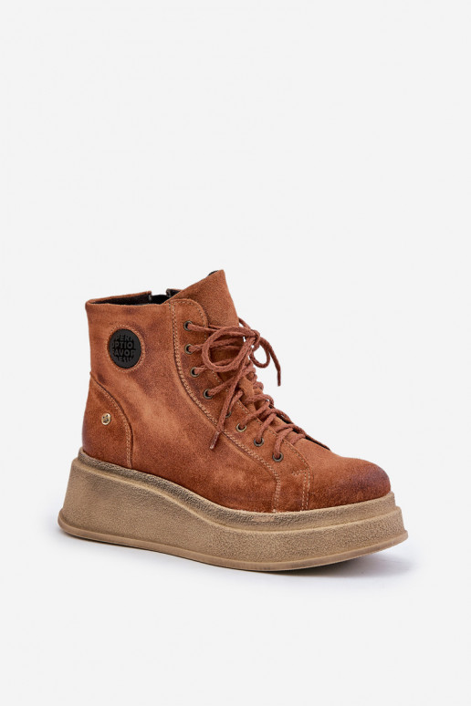 Seemisnahast kingad platvormiga Sellel onciejka 06309-29 pruunid värvi Seemisnahast kingad platvormiga Sellel onciejka 06309-29 pruunid värvi