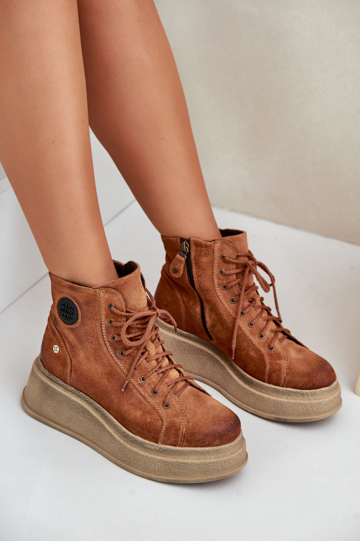 Seemisnahast kingad platvormiga Sellel onciejka 06309-29 pruunid värvi Seemisnahast kingad platvormiga Sellel onciejka 06309-29 pruunid värvi