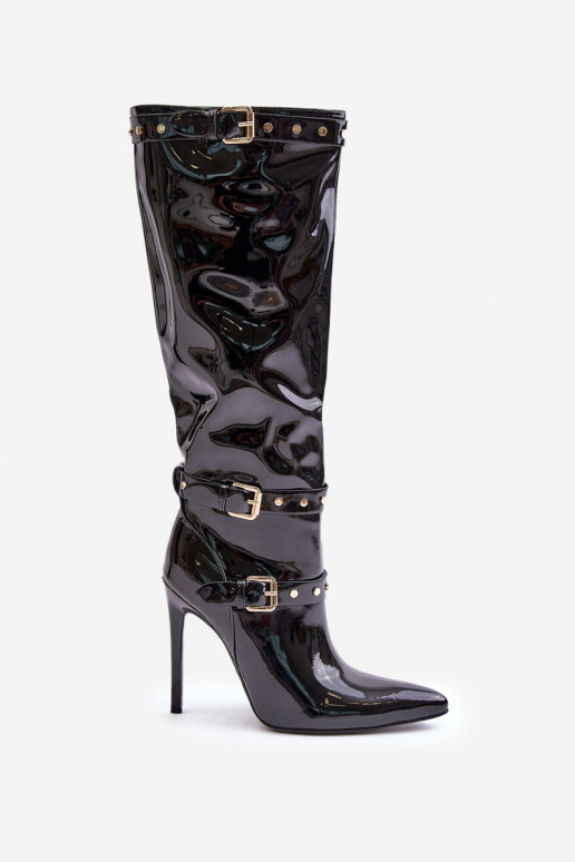 Laque pika säärega saapad kõrge jämeda kontsaga neetide ja pandlaga msuud Emiraethe Laque pika säärega saapad kõrge jämeda kontsaga neetide ja pandlaga msuud Emiraethe