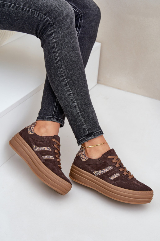 Zazoo N1176 seemisnakhsed Sneakers tüüpi jalanõud platvormiga leopardimustriga Czekoladosissee Zazoo N1176 seemisnakhsed Sneakers tüüpi jalanõud platvormiga leopardimustriga Czekoladosissee