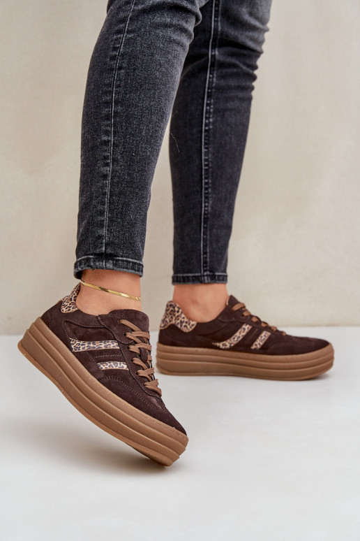 Zazoo N1176 seemisnakhsed Sneakers tüüpi jalanõud platvormiga leopardimustriga Czekoladosissee Zazoo N1176 seemisnakhsed Sneakers tüüpi jalanõud platvormiga leopardimustriga Czekoladosissee