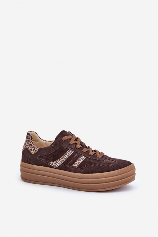 Zazoo N1176 seemisnakhsed Sneakers tüüpi jalanõud platvormiga leopardimustriga Czekoladosissee Zazoo N1176 seemisnakhsed Sneakers tüüpi jalanõud platvormiga leopardimustriga Czekoladosissee