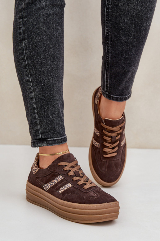 Zazoo N1176 seemisnakhsed Sneakers tüüpi jalanõud platvormiga leopardimustriga Czekoladosissee Zazoo N1176 seemisnakhsed Sneakers tüüpi jalanõud platvormiga leopardimustriga Czekoladosissee