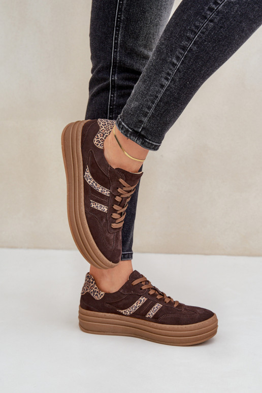 Zazoo N1176 seemisnakhsed Sneakers tüüpi jalanõud platvormiga leopardimustriga Czekoladosissee Zazoo N1176 seemisnakhsed Sneakers tüüpi jalanõud platvormiga leopardimustriga Czekoladosissee