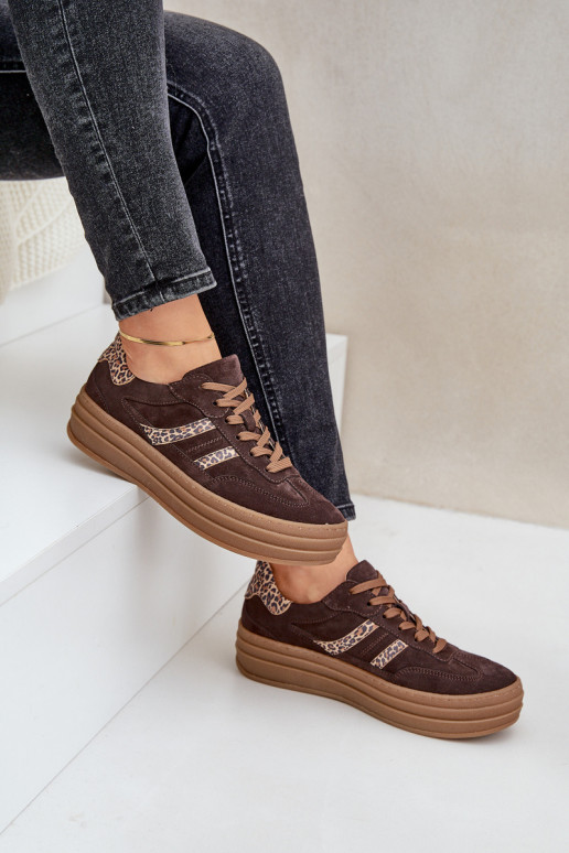 Zazoo N1176 seemisnakhsed Sneakers tüüpi jalanõud platvormiga leopardimustriga Czekoladosissee Zazoo N1176 seemisnakhsed Sneakers tüüpi jalanõud platvormiga leopardimustriga Czekoladosissee