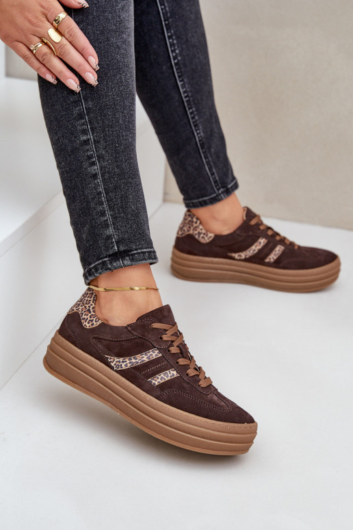 Zazoo N1176 seemisnakhsed Sneakers tüüpi jalanõud platvormiga leopardimustriga Czekoladosissee Zazoo N1176 seemisnakhsed Sneakers tüüpi jalanõud platvormiga leopardimustriga Czekoladosissee