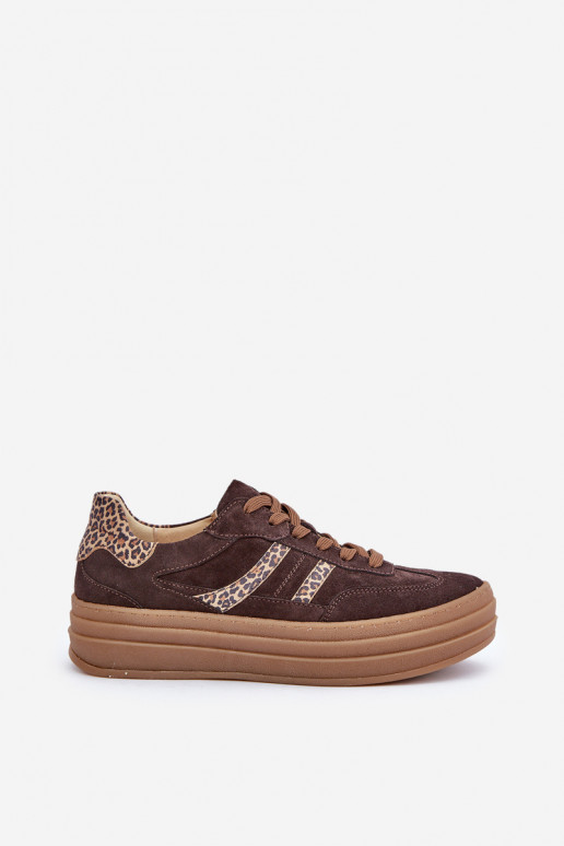 Zazoo N1176 seemisnakhsed Sneakers tüüpi jalanõud platvormiga leopardimustriga Czekoladosissee Zazoo N1176 seemisnakhsed Sneakers tüüpi jalanõud platvormiga leopardimustriga Czekoladosissee