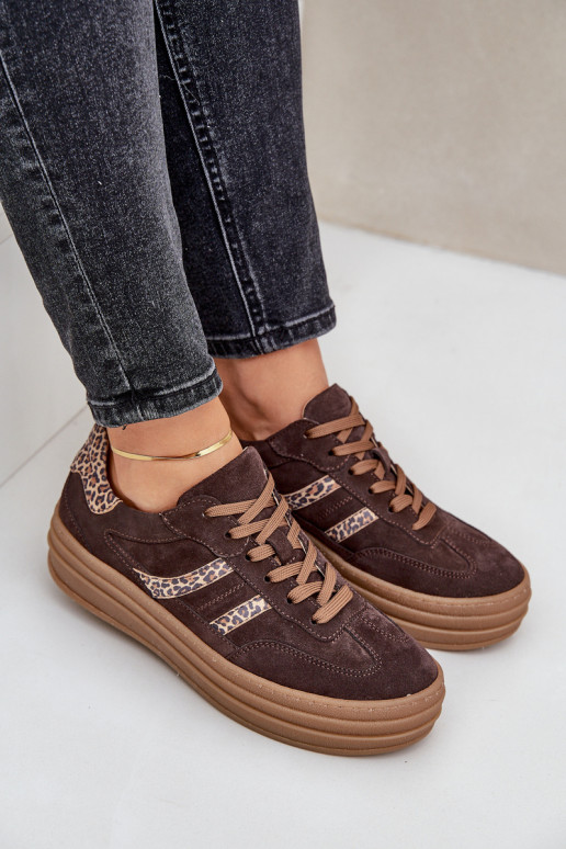 Zazoo N1176 seemisnakhsed Sneakers tüüpi jalanõud platvormiga leopardimustriga Czekoladosissee Zazoo N1176 seemisnakhsed Sneakers tüüpi jalanõud platvormiga leopardimustriga Czekoladosissee
