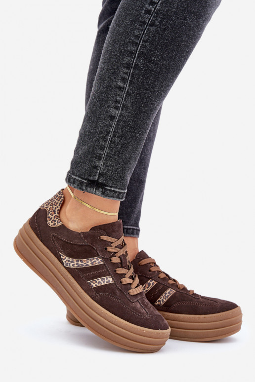 Zazoo N1176 seemisnakhsed Sneakers tüüpi jalanõud platvormiga leopardimustriga Czekoladosissee Zazoo N1176 seemisnakhsed Sneakers tüüpi jalanõud platvormiga leopardimustriga Czekoladosissee
