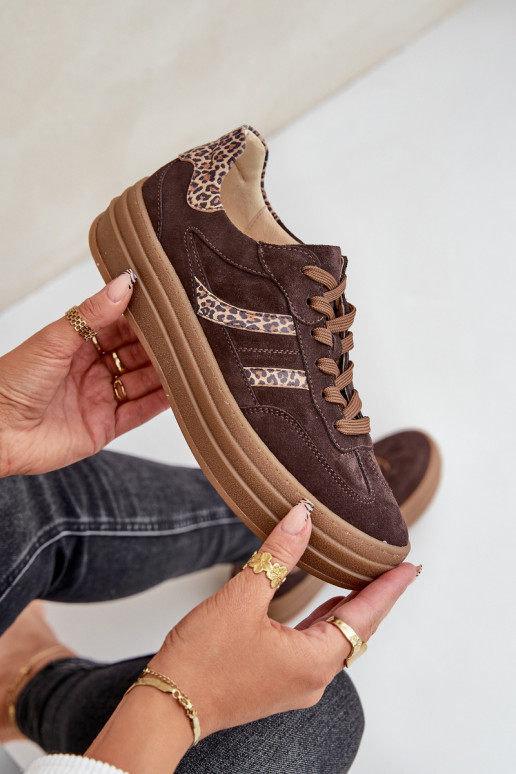 Zazoo N1176 seemisnakhsed Sneakers tüüpi jalanõud platvormiga leopardimustriga Czekoladosissee Zazoo N1176 seemisnakhsed Sneakers tüüpi jalanõud platvormiga leopardimustriga Czekoladosissee