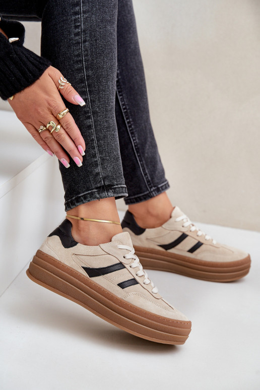 Zazoo N1176 seemisnakhsed Sneakers tüüpi jalanõud platvormiga beeži värvi Zazoo N1176 seemisnakhsed Sneakers tüüpi jalanõud platvormiga beeži värvi