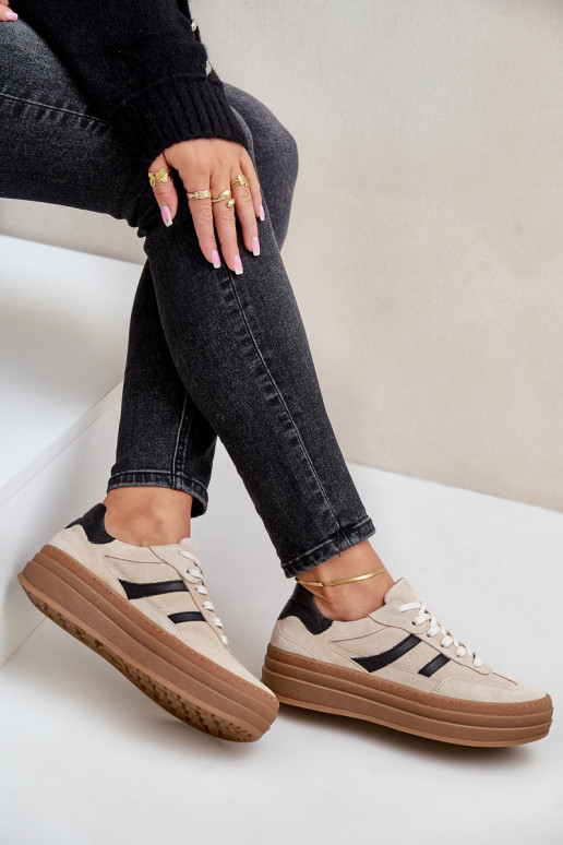 Zazoo N1176 seemisnakhsed Sneakers tüüpi jalanõud platvormiga beeži värvi Zazoo N1176 seemisnakhsed Sneakers tüüpi jalanõud platvormiga beeži värvi