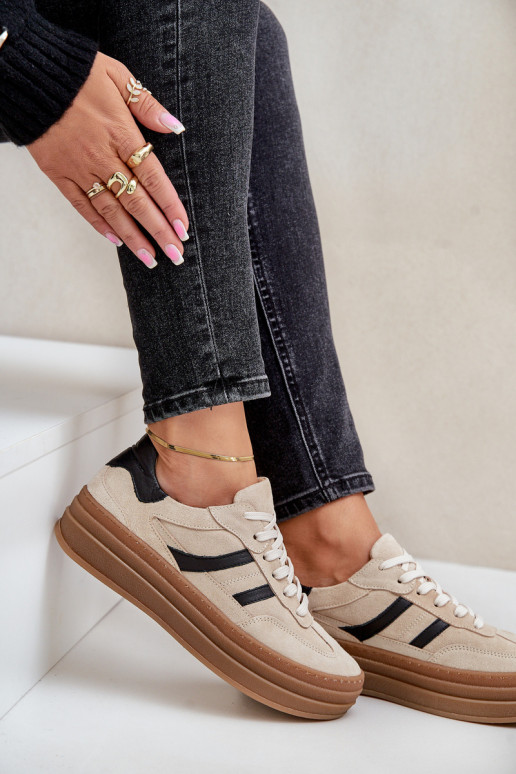 Zazoo N1176 seemisnakhsed Sneakers tüüpi jalanõud platvormiga beeži värvi Zazoo N1176 seemisnakhsed Sneakers tüüpi jalanõud platvormiga beeži värvi