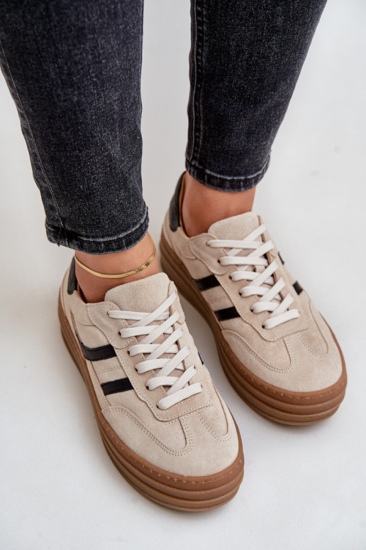 Zazoo N1176 seemisnakhsed Sneakers tüüpi jalanõud platvormiga beeži värvi Zazoo N1176 seemisnakhsed Sneakers tüüpi jalanõud platvormiga beeži värvi