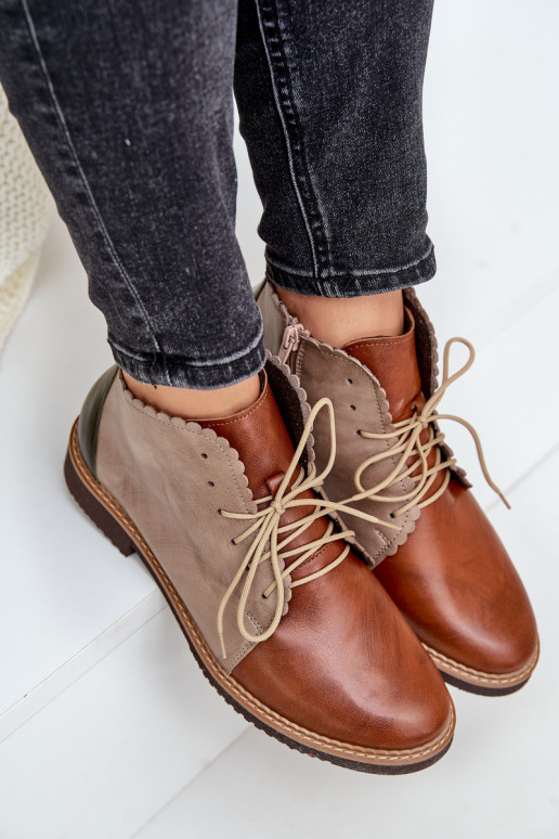 Pealhk Pealiste poolsaapad laiade nööridega pruunid värvi Zazoo 4078