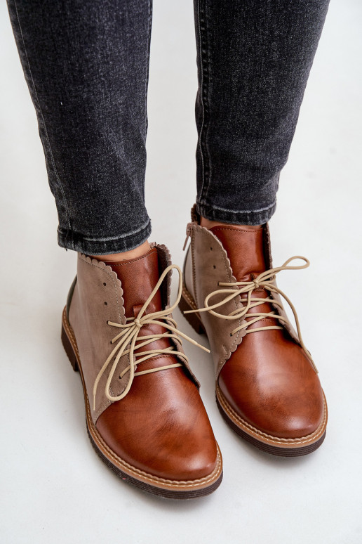 Pealhk Pealiste poolsaapad laiade nööridega pruunid värvi Zazoo 4078