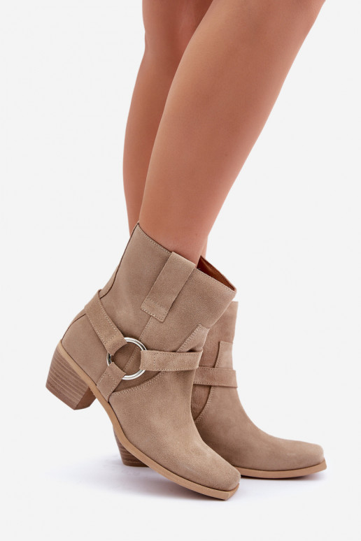 Pealiste poolsaapadPealturalnego seemisnakhsedu kõrge jämeda kontsaga Zazoo 3444/2 Elevandiluu värvi