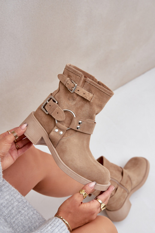 Seemisnahast kingad Pealiste omad Sellel ondala kontsaga Klocku Triipudega Zazoo 3644 beeži värvi Seemisnahast kingad Pealiste omad Sellel ondala kontsaga Klocku Triipudega Zazoo 3644 beeži värvi