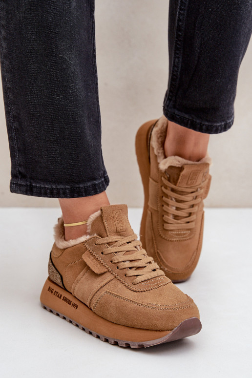 seemisnakhsed Sneakers tüüpi jalanõud Pealiste omad karusnahaga I Błyszczącym Element Big Star OO274578 Hi-Poly System pruunid v