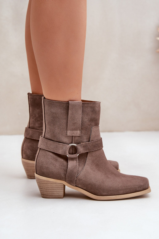 Pealiste poolsaapadPealturalnego seemisnakhsedu kõrge jämeda kontsaga Zazoo 3444/2 pruunid värvi