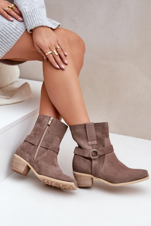 Pealiste poolsaapadPealturalnego seemisnakhsedu kõrge jämeda kontsaga Zazoo 3444/2 pruunid värvi