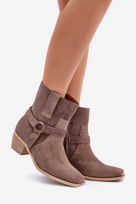 Pealiste poolsaapadPealturalnego seemisnakhsedu kõrge jämeda kontsaga Zazoo 3444/2 pruunid värvi