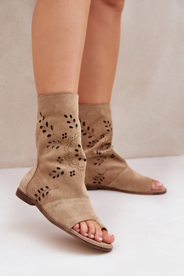 Zazoo 3437 Pealiste omad Seemisnahast kingad madala säärega Lossi juurde beeži värvi