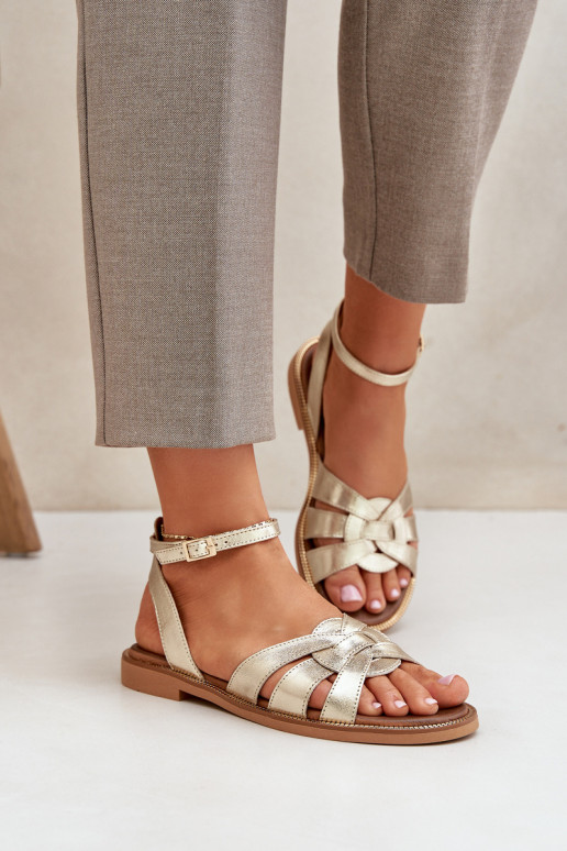 Pealistesandaalid Pealiste omad laiade nööridega Zazoo 3688 Kuldset värvi Pealistesandaalid Pealiste omad laiade nööridega Zazoo 3688 Kuldset värvi