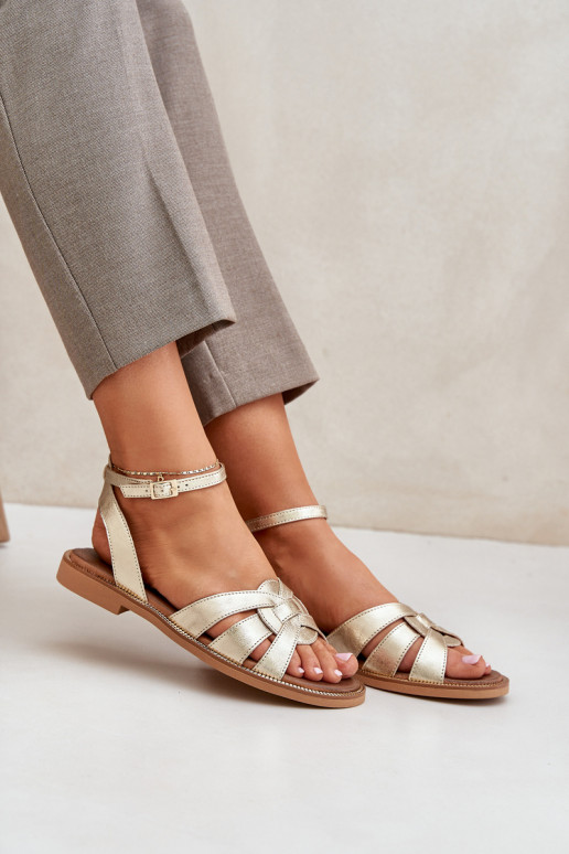 Pealistesandaalid Pealiste omad laiade nööridega Zazoo 3688 Kuldset värvi Pealistesandaalid Pealiste omad laiade nööridega Zazoo 3688 Kuldset värvi