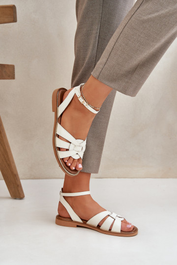 Pealistesandaalid Pealiste omad laiade nööridega Zazoo 3688 Ecru