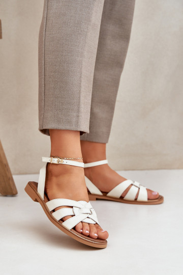 Pealistesandaalid Pealiste omad laiade nööridega Zazoo 3688 Ecru 2